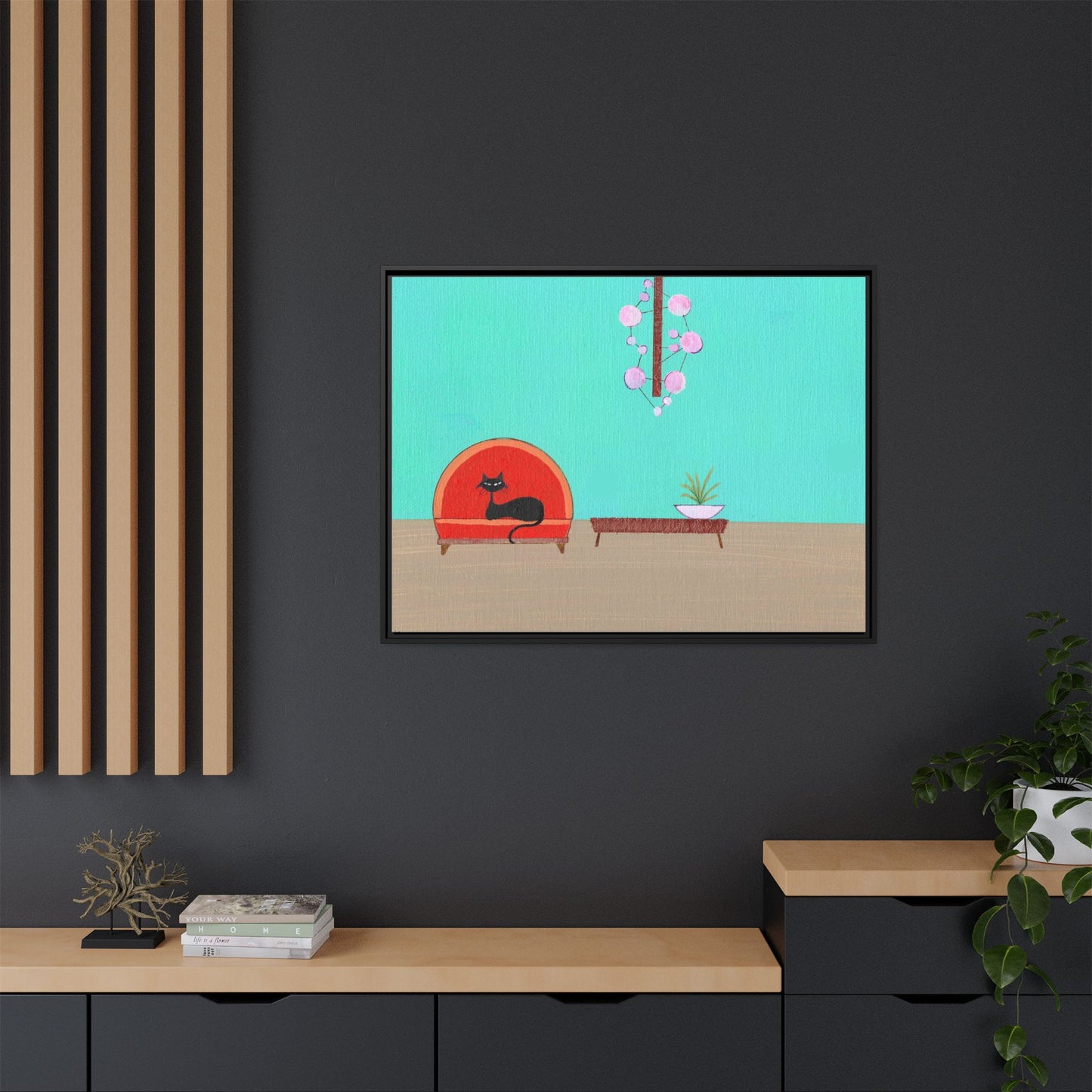 Mod Kitty Vintage Inspired  Framed Canvas Print