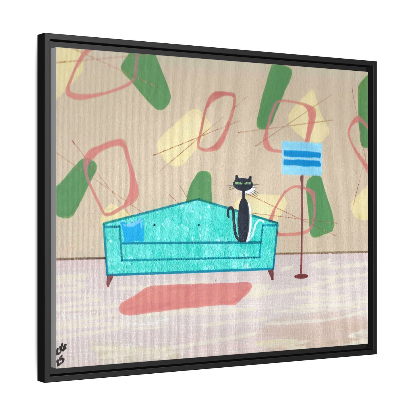 Shy White Kitty Vintage Inspired Framed Canvas Print