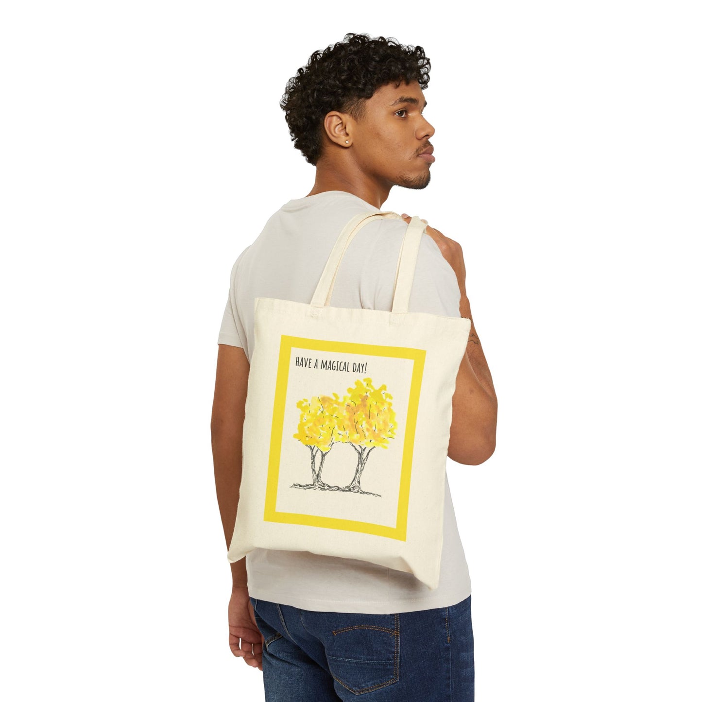 Canvas Tote - Yellow Tree Design by JLockeDesigns