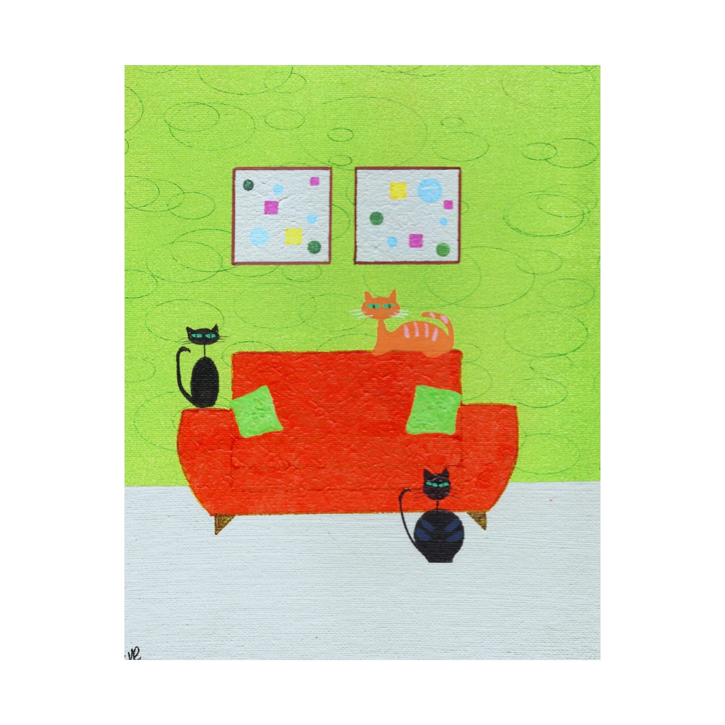 Poster - Vintage Inspired Cat Art Titled Triple Threat