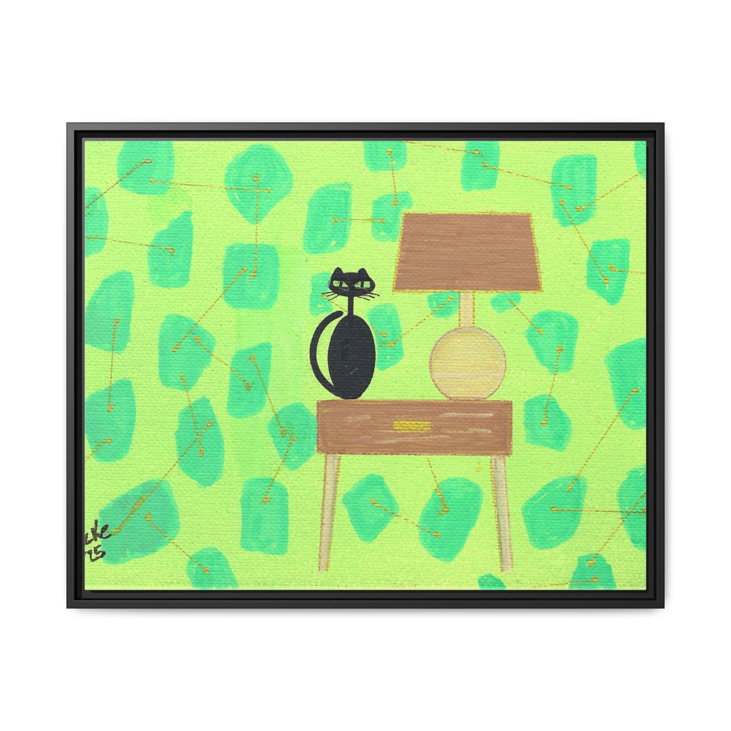 Table Lamp Table Kitty Vintage Inspired Framed Canvas Print