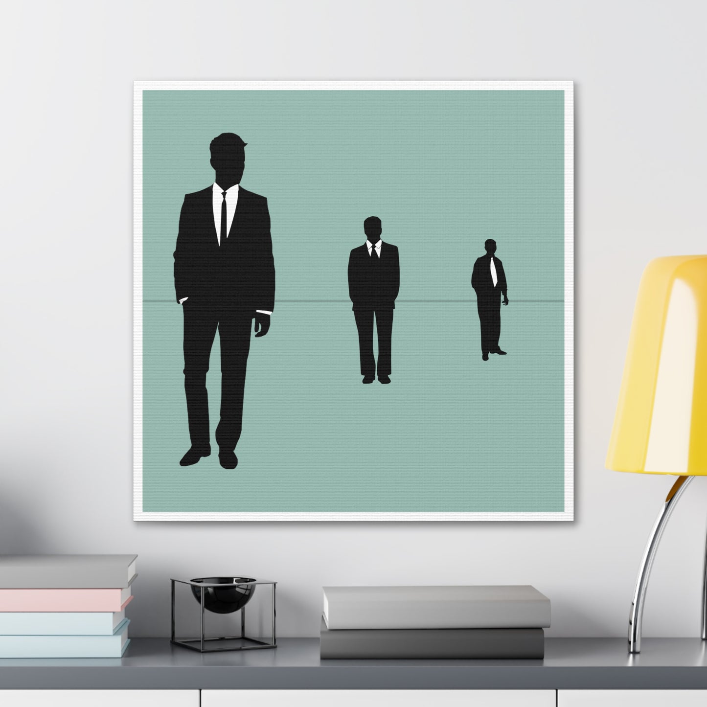 Retro Men 2 Retro Men Standing In Blue Background Canvas Art Print