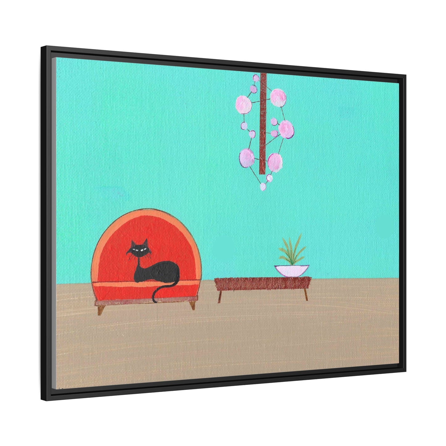 Mod Kitty Vintage Inspired  Framed Canvas Print