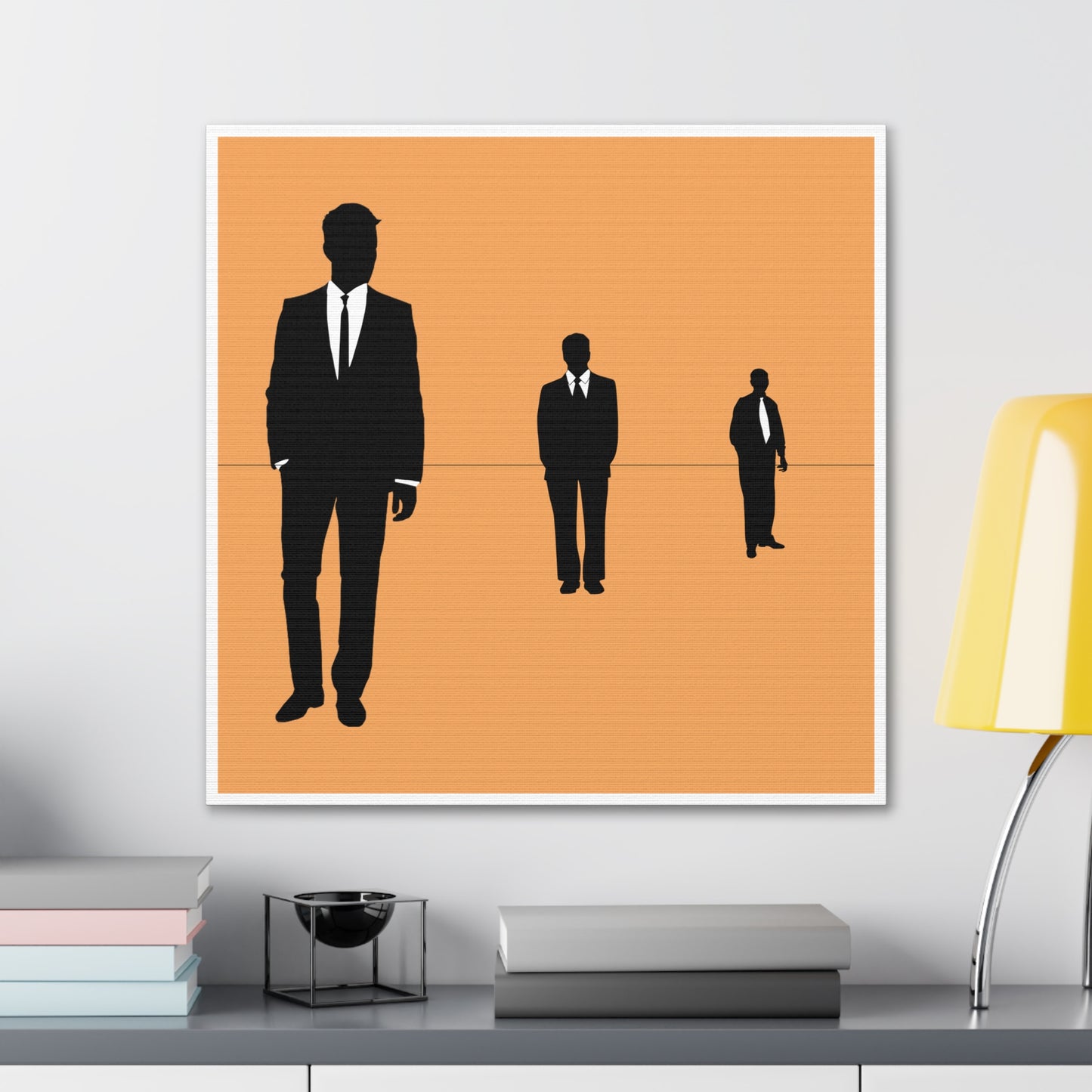 Retro Men 3 Retro Men Standing In Peach Background Canvas Art Print