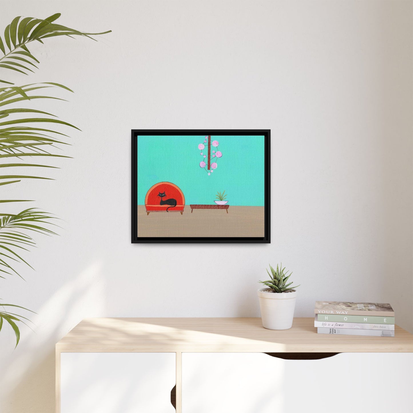 Mod Kitty Vintage Inspired  Framed Canvas Print