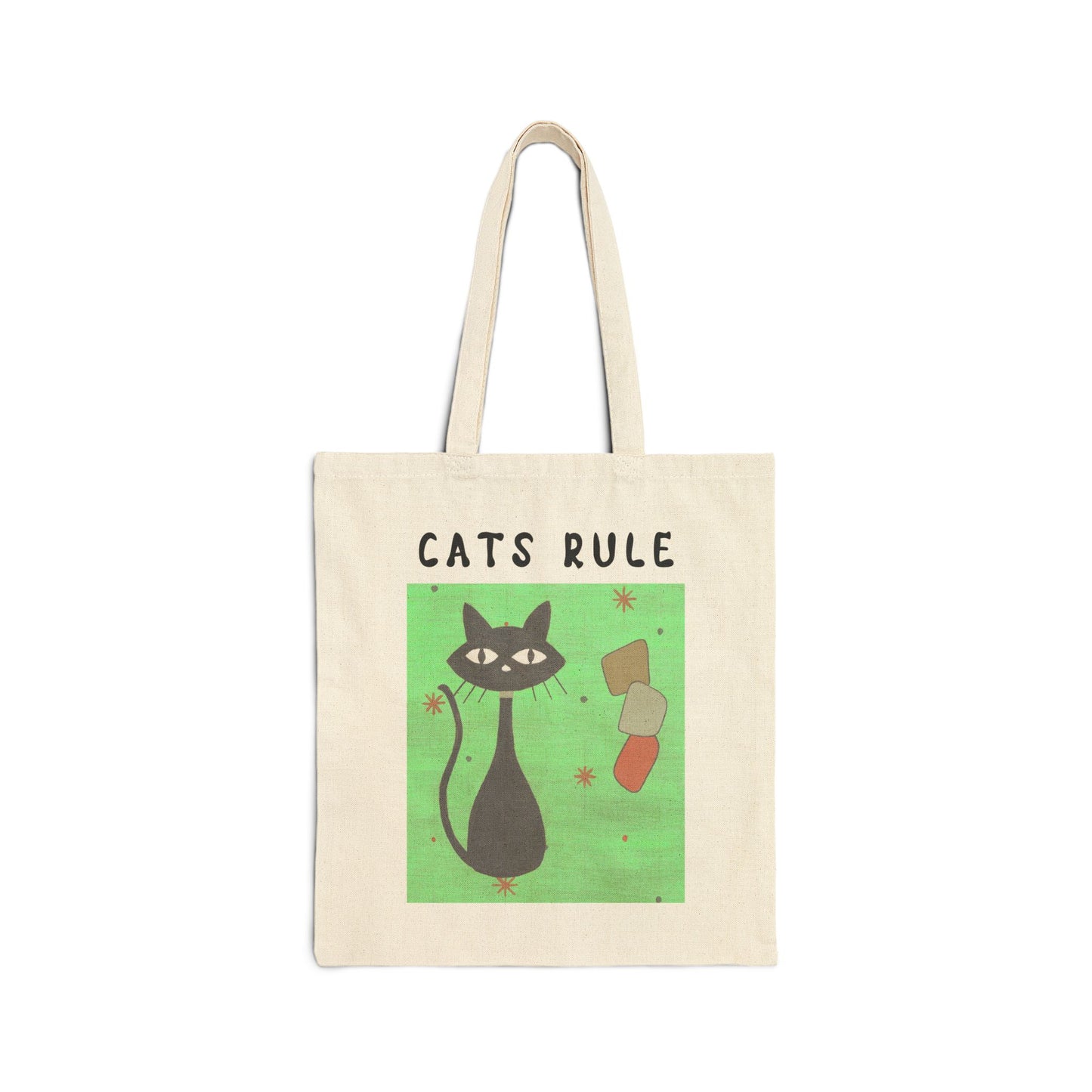 Cotton Canvas Tote Bag Cats Rule With Vintage Art