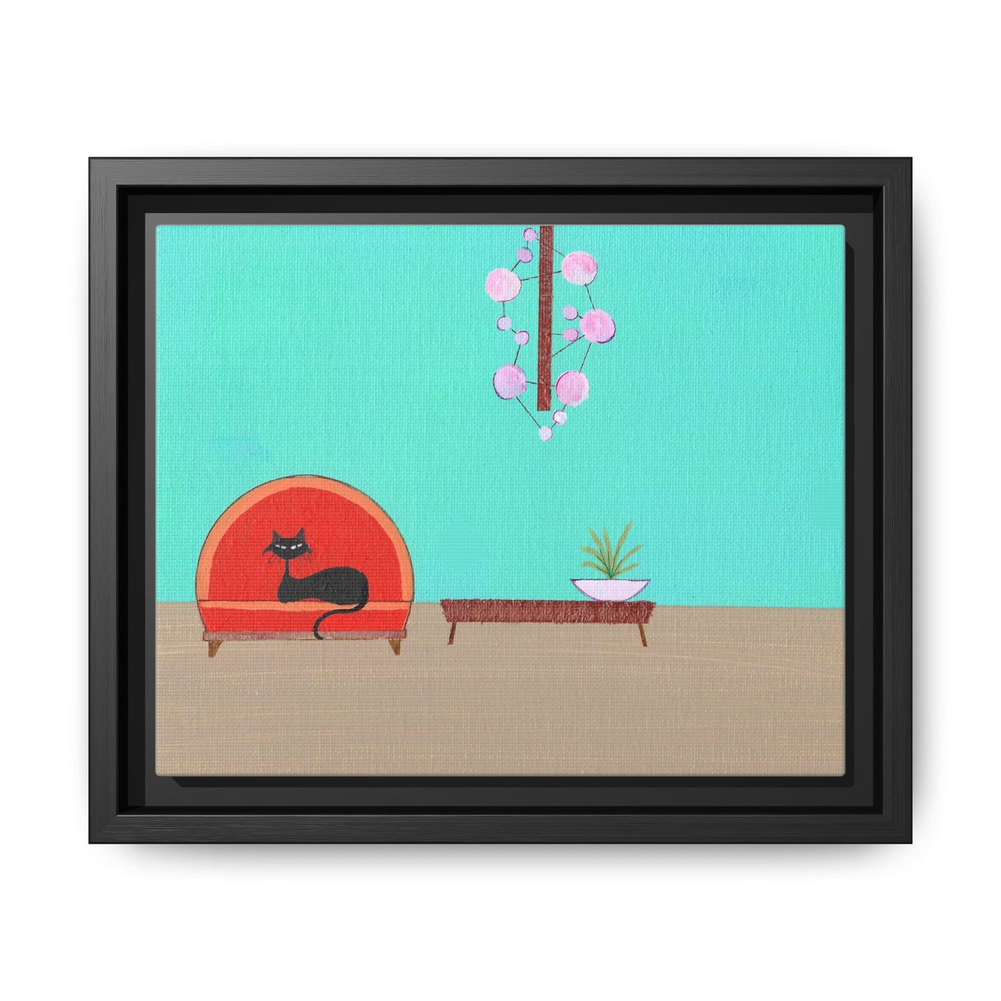 Mod Kitty Vintage Inspired  Framed Canvas Print
