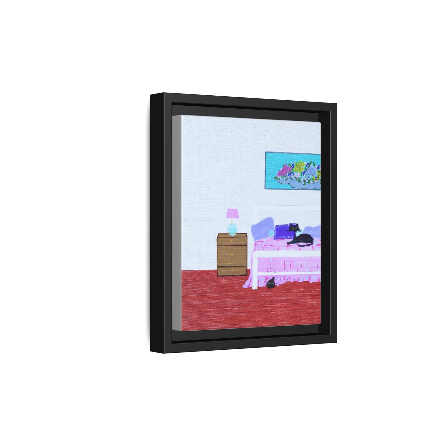 Bedroom Kitties Vintage Inspired Framed Canvas Print