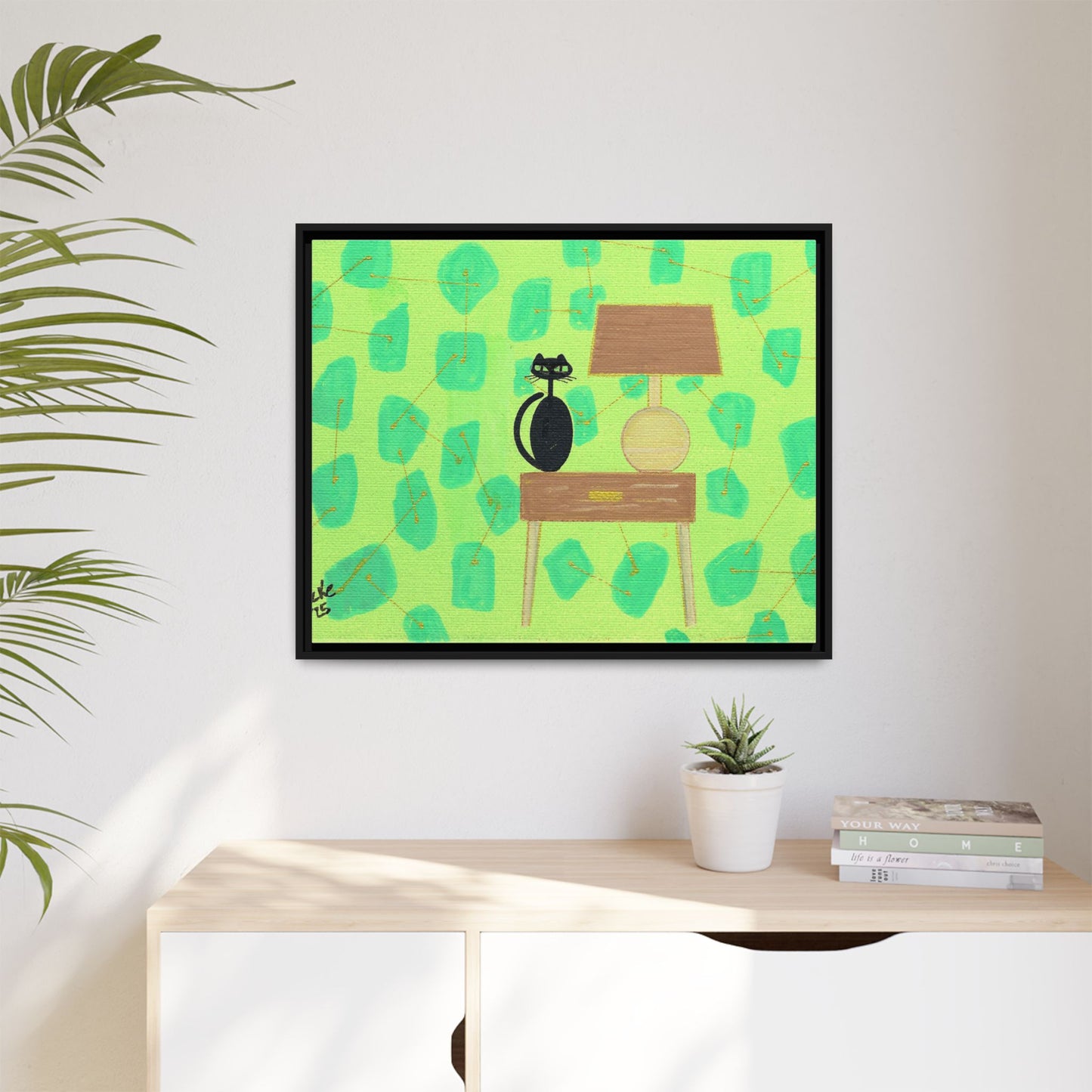 Table Lamp Table Kitty Vintage Inspired Framed Canvas Print