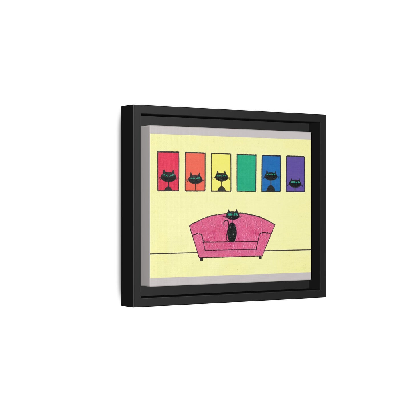 Pride Black Cats Framed Canvas Art — Rainbow Cat Wall Decor— JLockeDesigns
