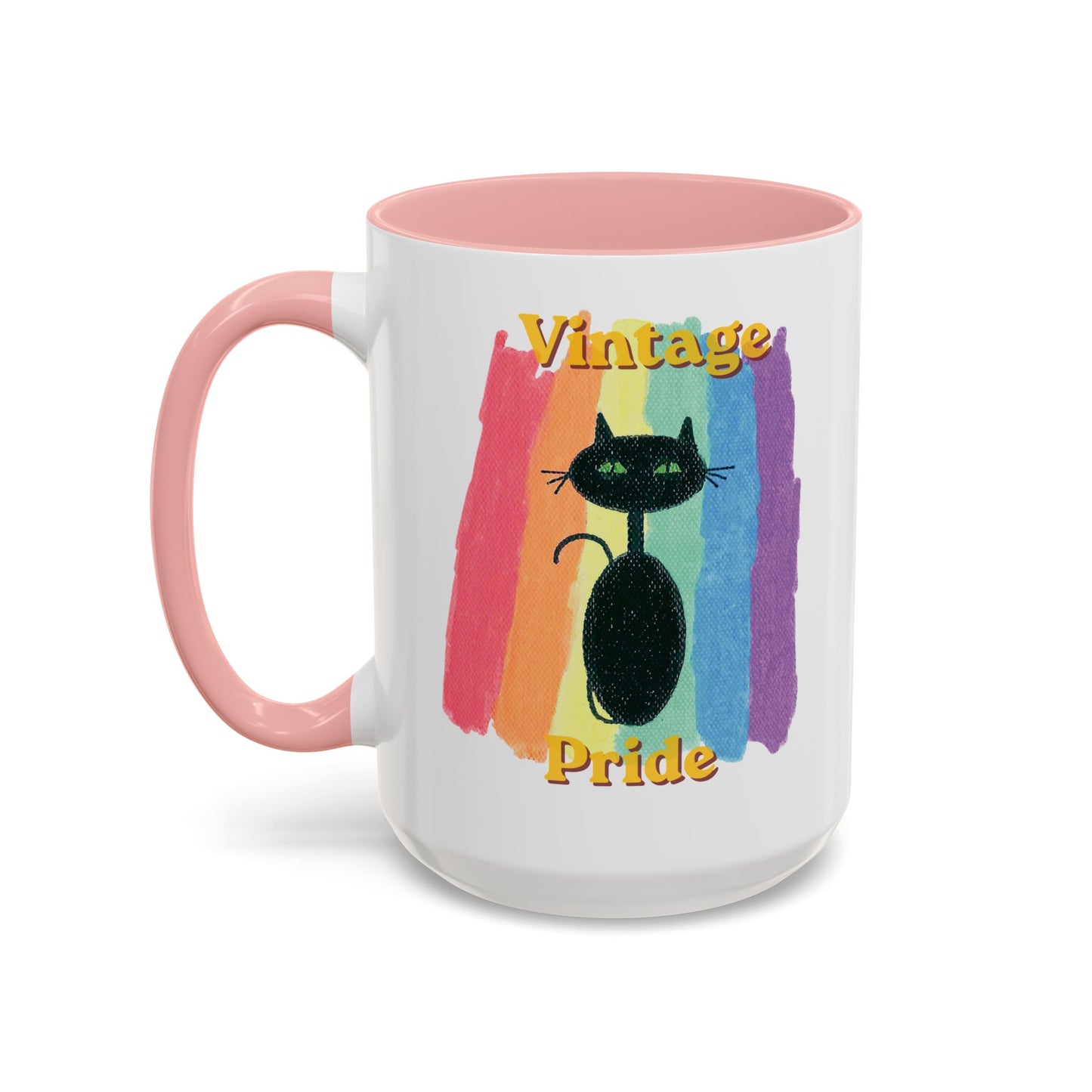 Vintage Pride Black Cat Accent Coffee Mug — 11/15oz — 1970's Vintage Pride — JLockeDesigns