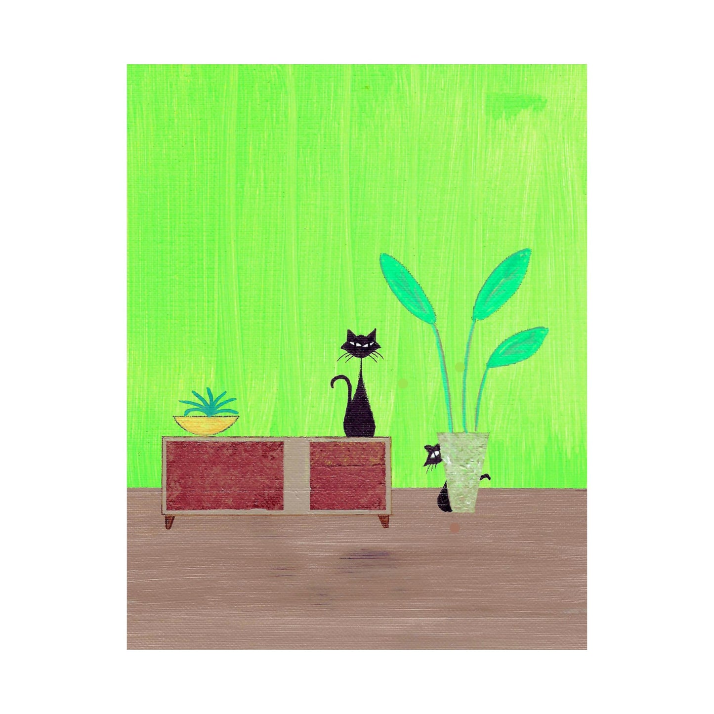 Poster - Vintage Inspired Cat Art Titled Peek-A-Boo