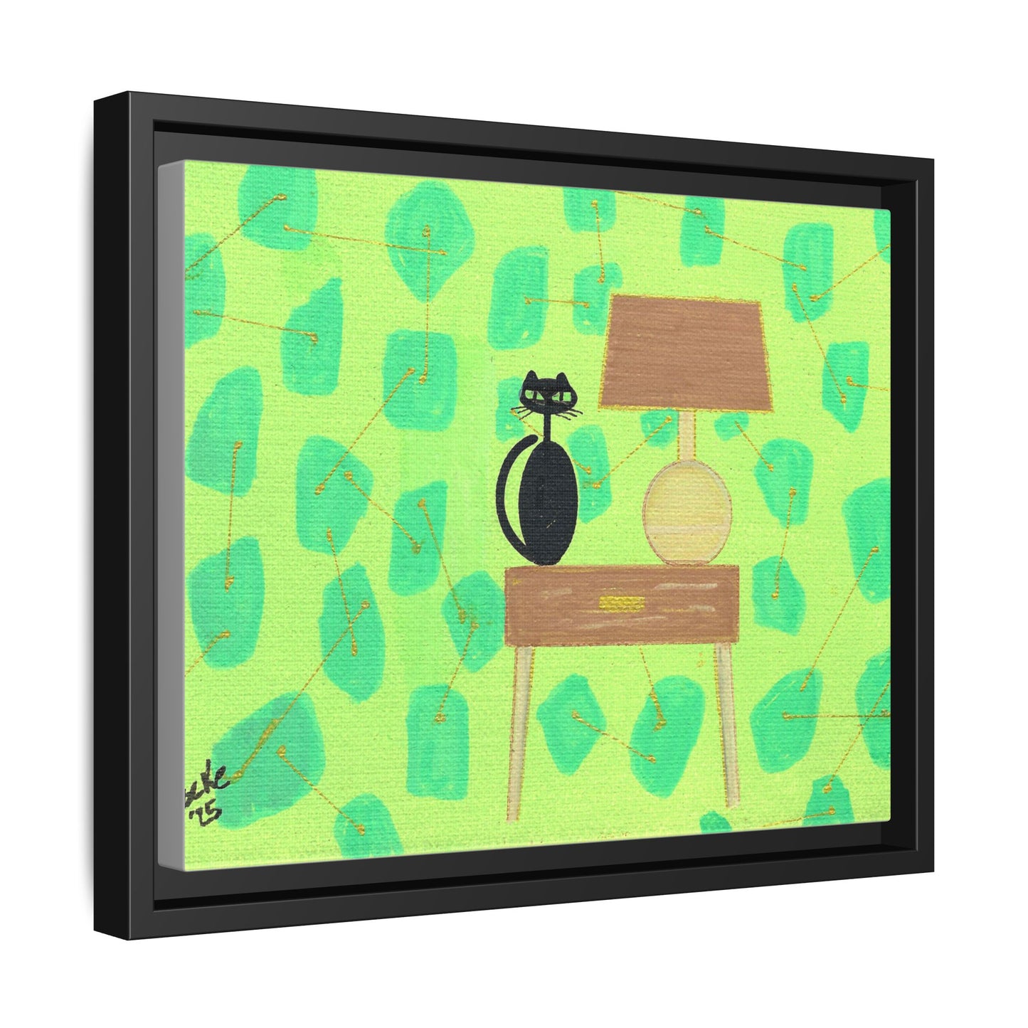 Table Lamp Table Kitty Vintage Inspired Framed Canvas Print