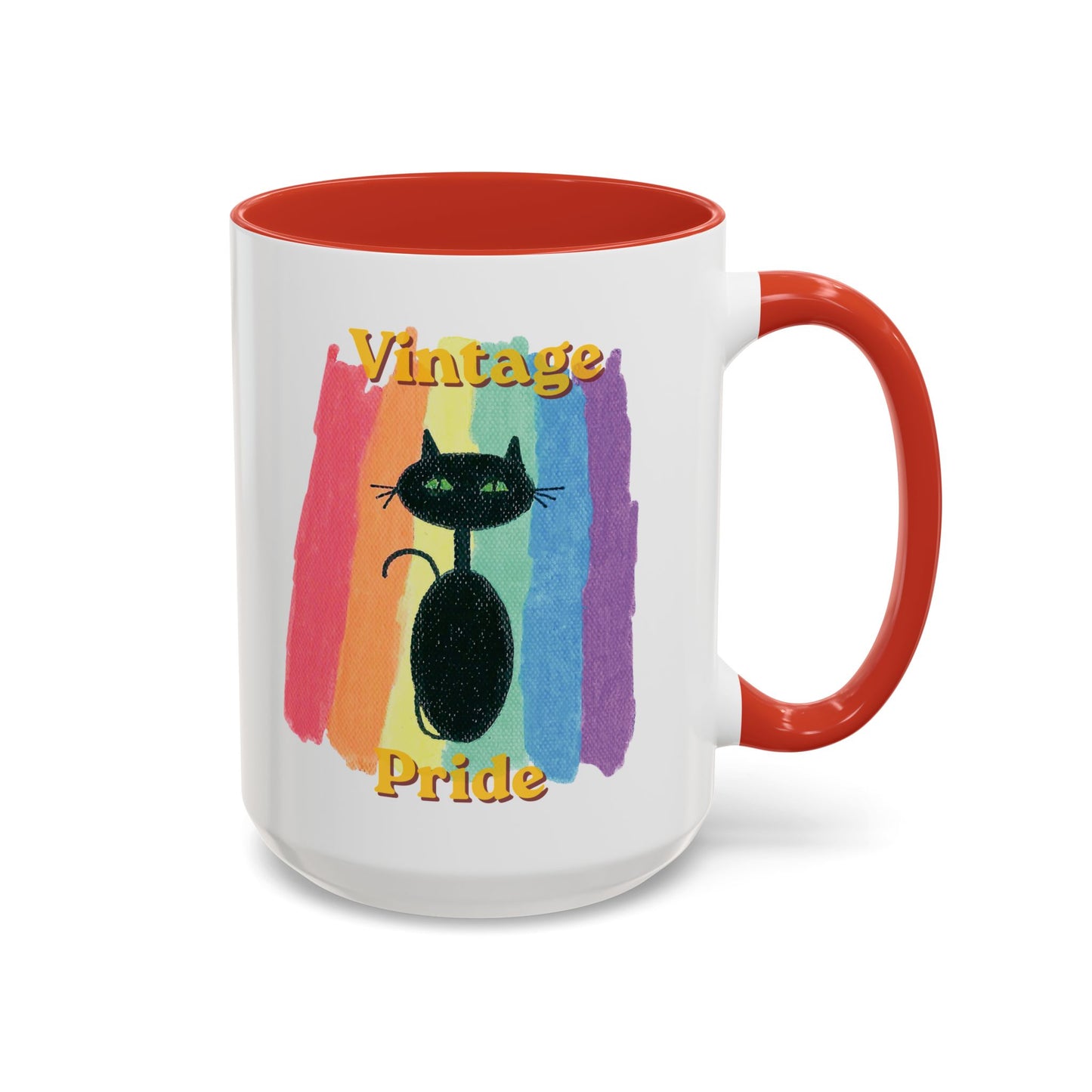 Vintage Pride Black Cat Accent Coffee Mug — 11/15oz — 1970's Vintage Pride — JLockeDesigns