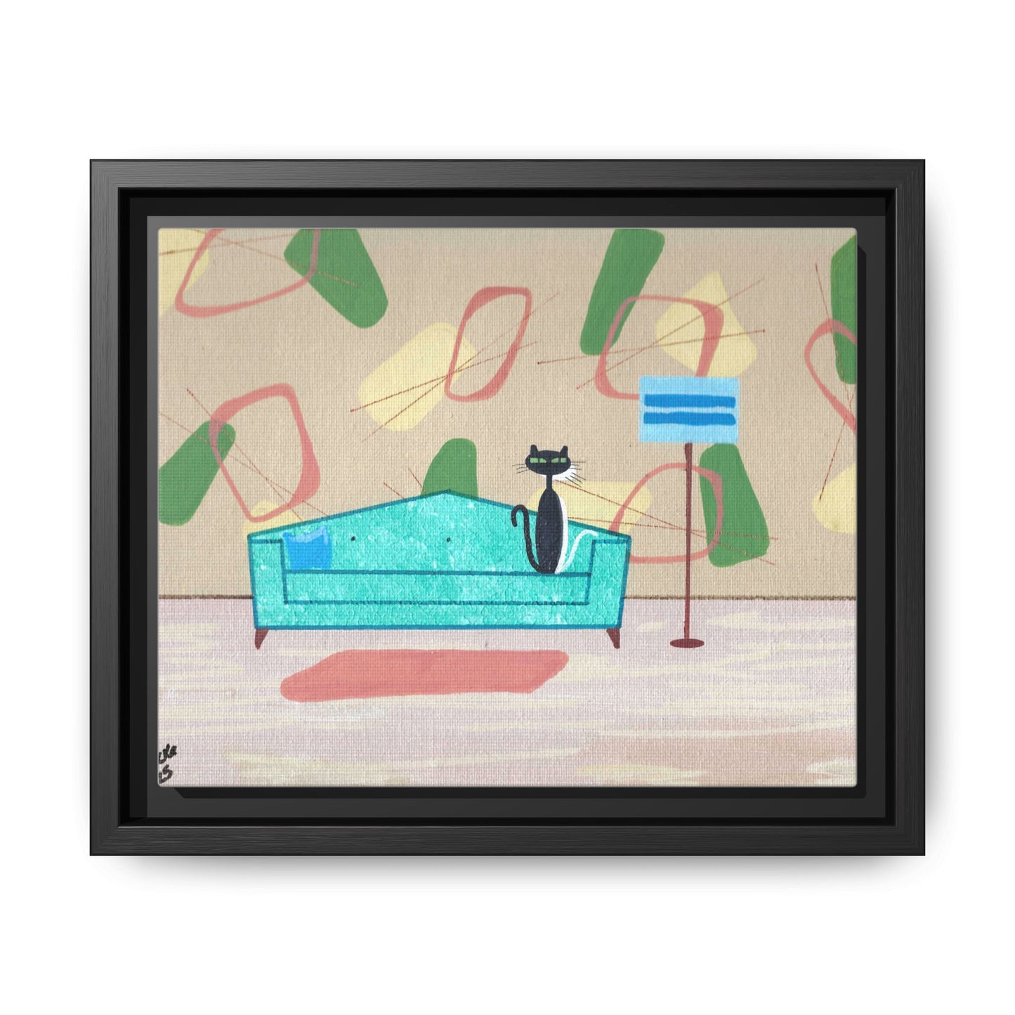 Shy White Kitty Vintage Inspired Framed Canvas Print