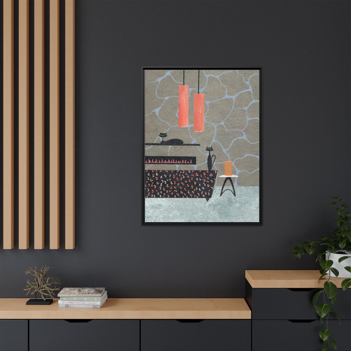 Fireplace Elegance Vintage Inspired Framed Canvas Print