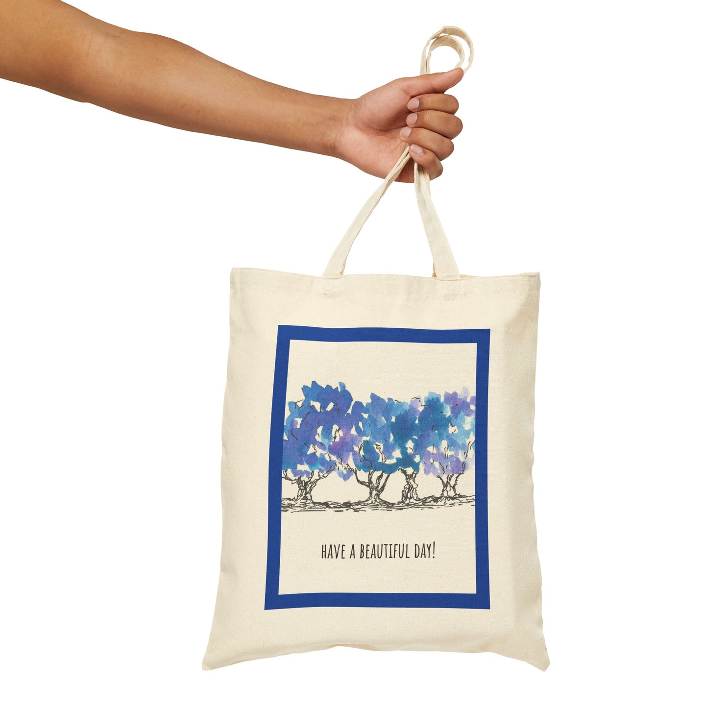 Canvas Tote - Blue Tree Design by JLockeDesigns