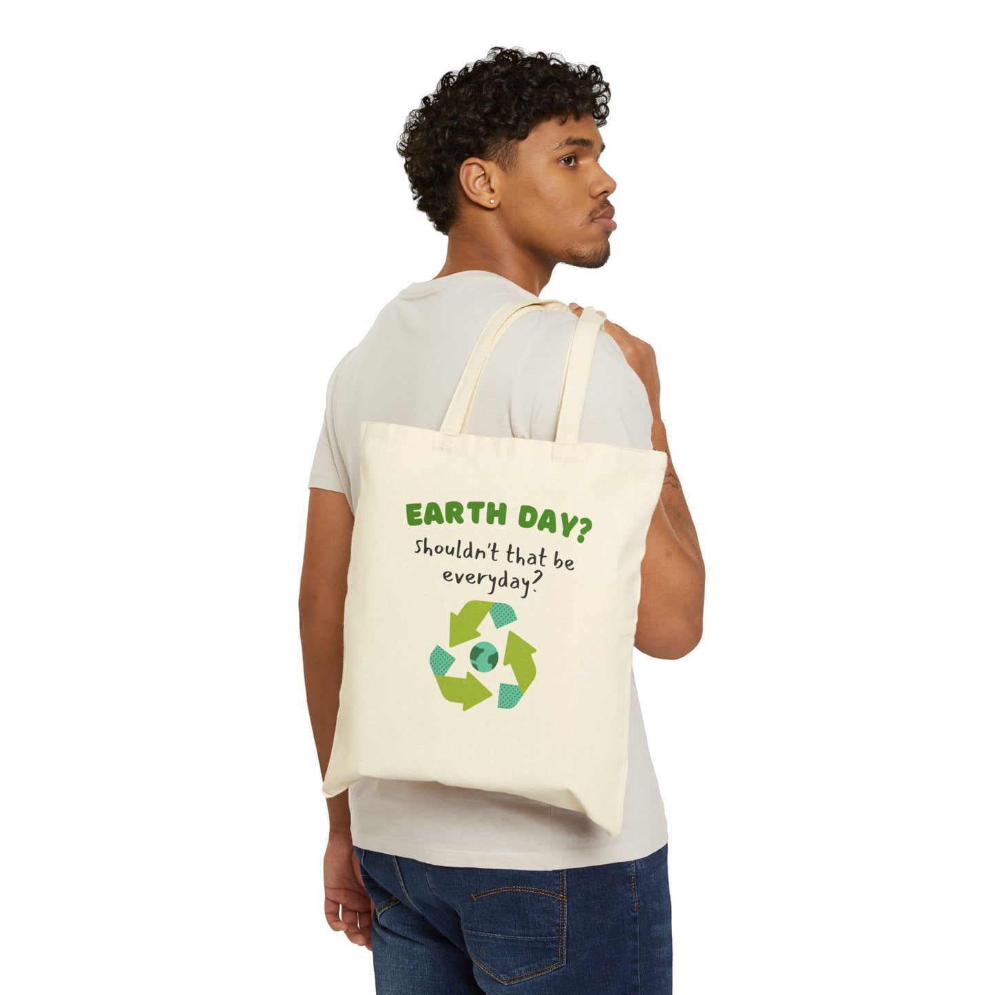 Earth Day Cotton Tote Bag With Quote