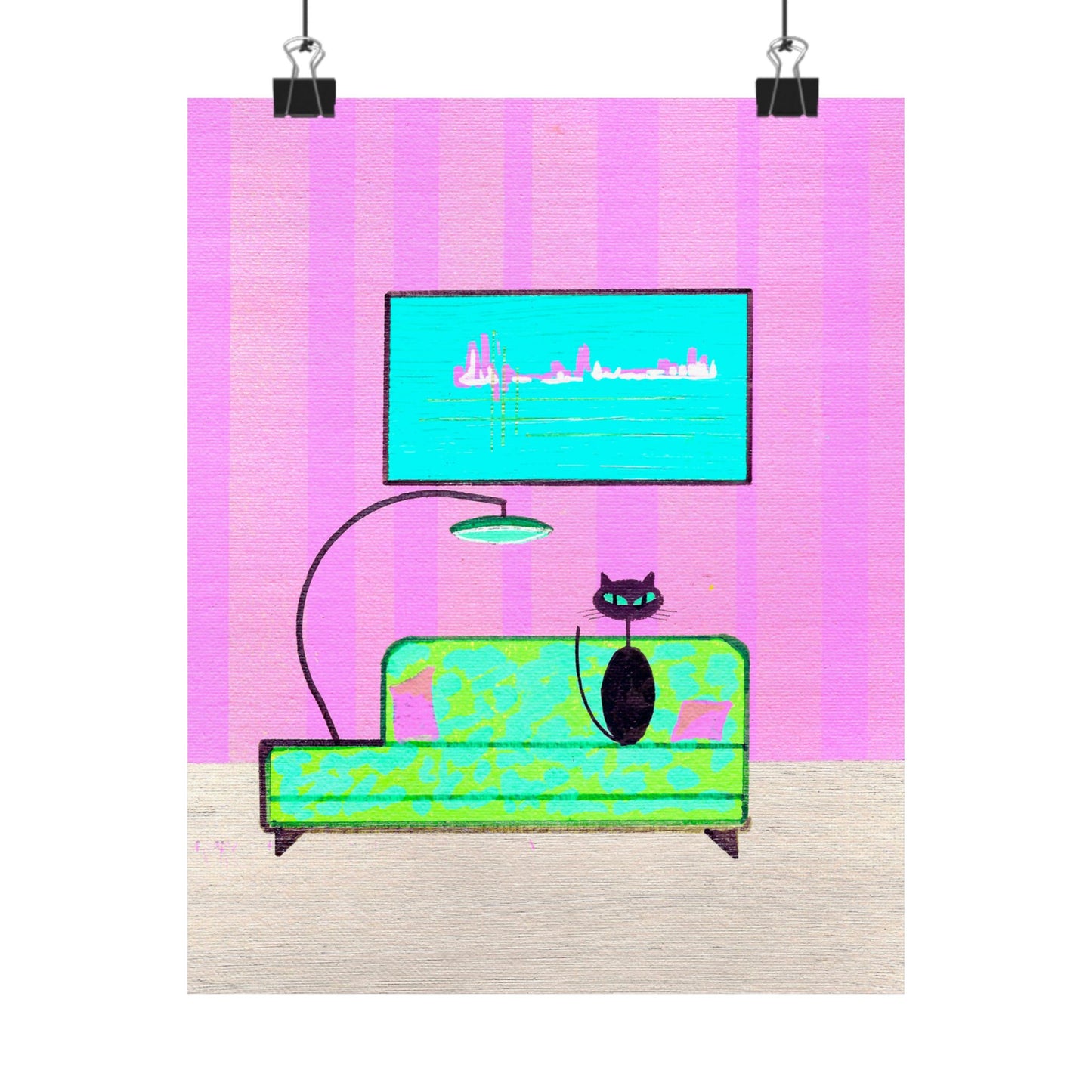 Poster - Vintage Inspired Cat Art Titled In the Spotlight