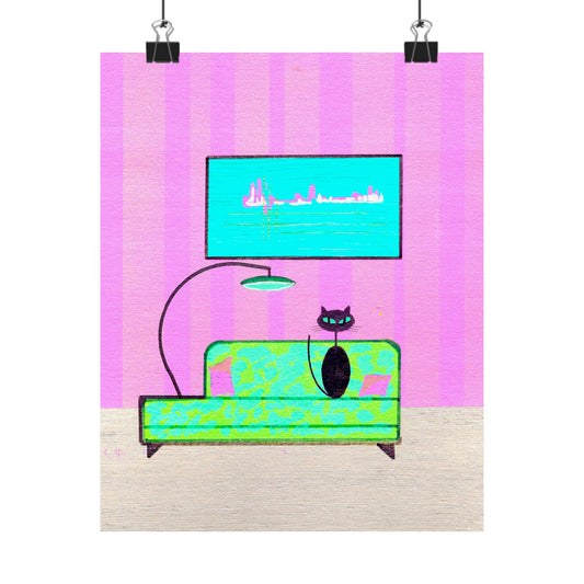 Poster - Vintage Inspired Cat Art Titled In the Spotlight