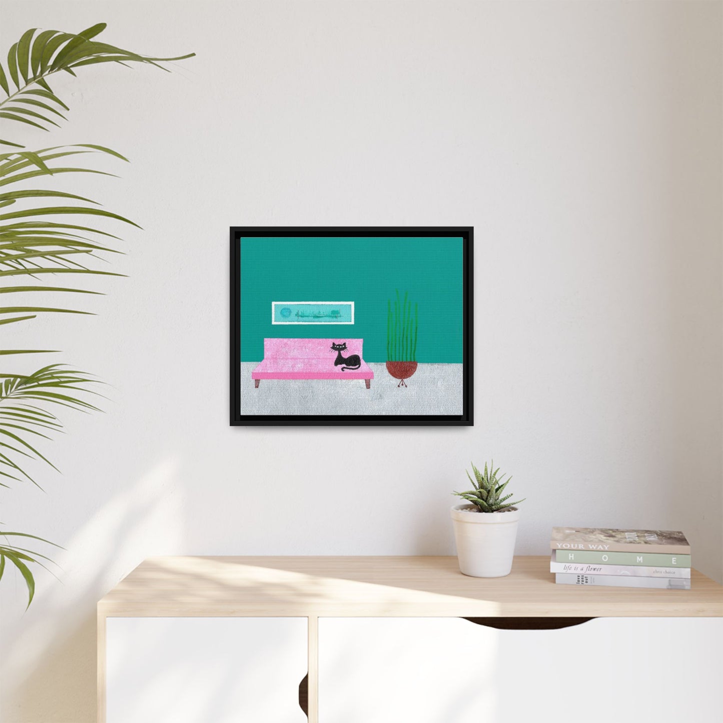 Kitty Art 2 Vintage Inspired Framed Canvas Print