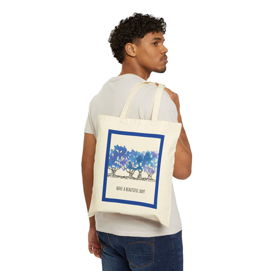 Canvas Tote - Blue Tree Design by JLockeDesigns