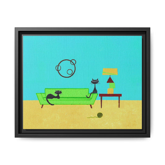 Yarn Kitties Vintage Inspired Framed Canvas Art