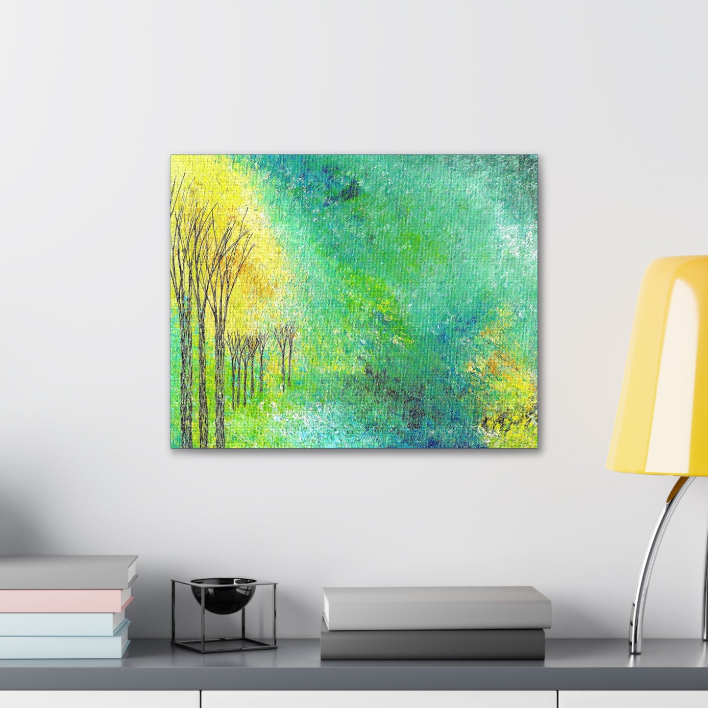 Titled "Trees Across The Pond" Abstract On Canvas