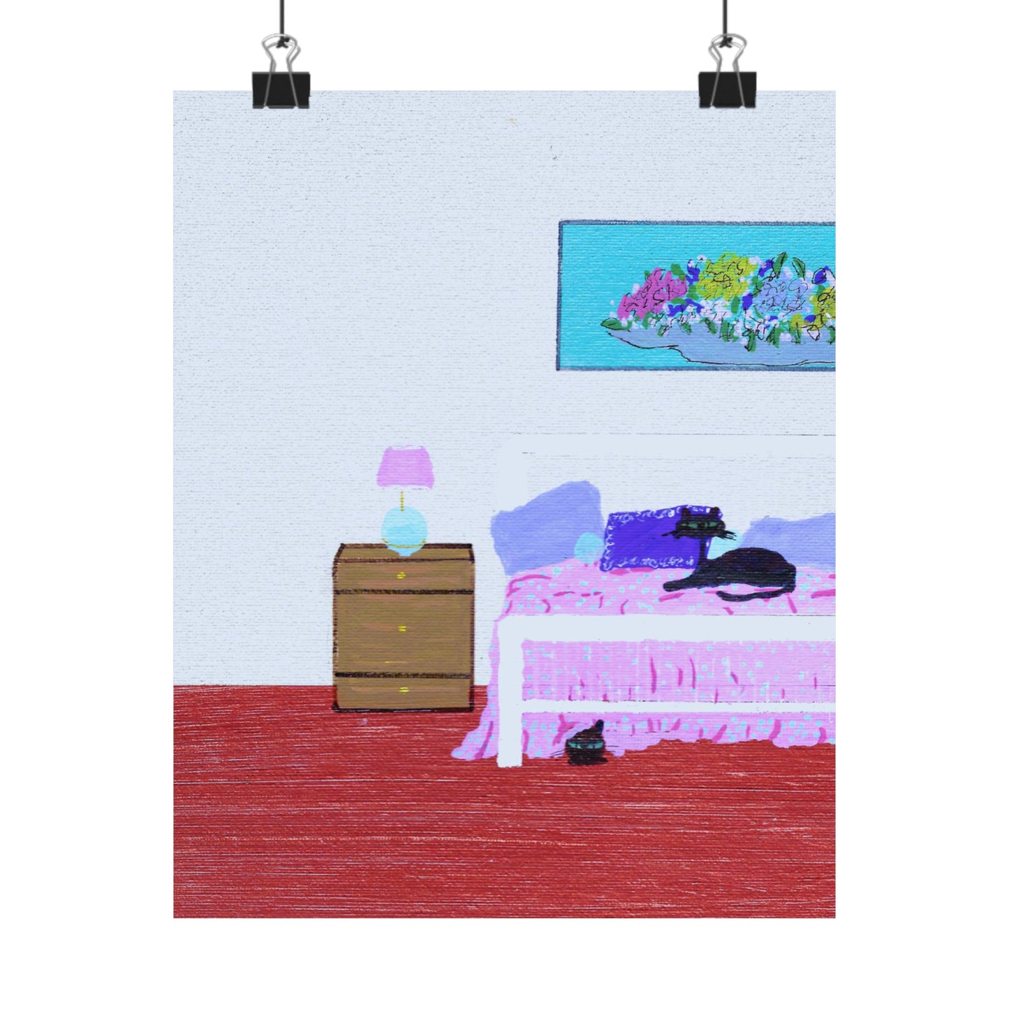 Poster - Vintage Inspired Cat Art Titled Bedroom Kitties