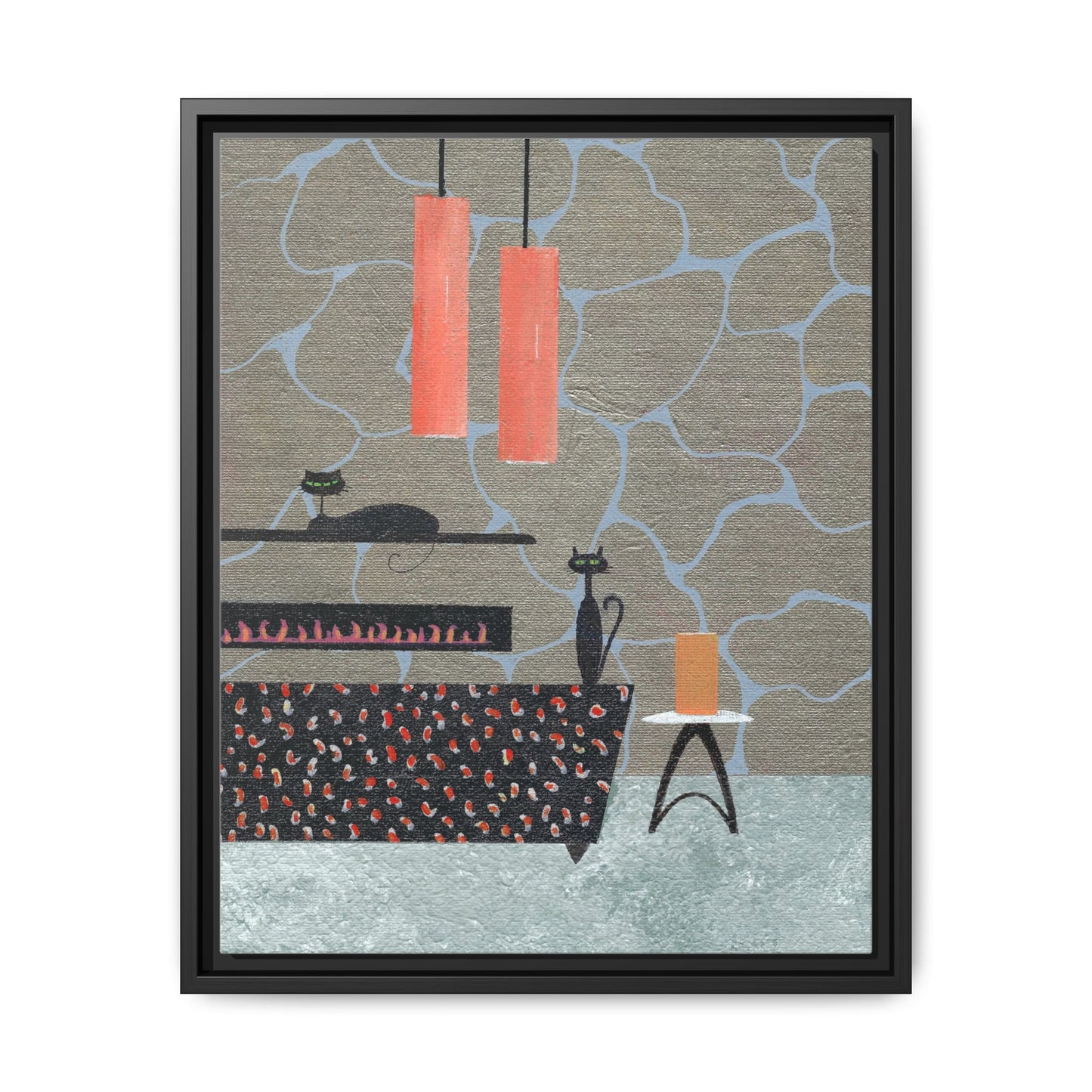 Fireplace Elegance Vintage Inspired Framed Canvas Print