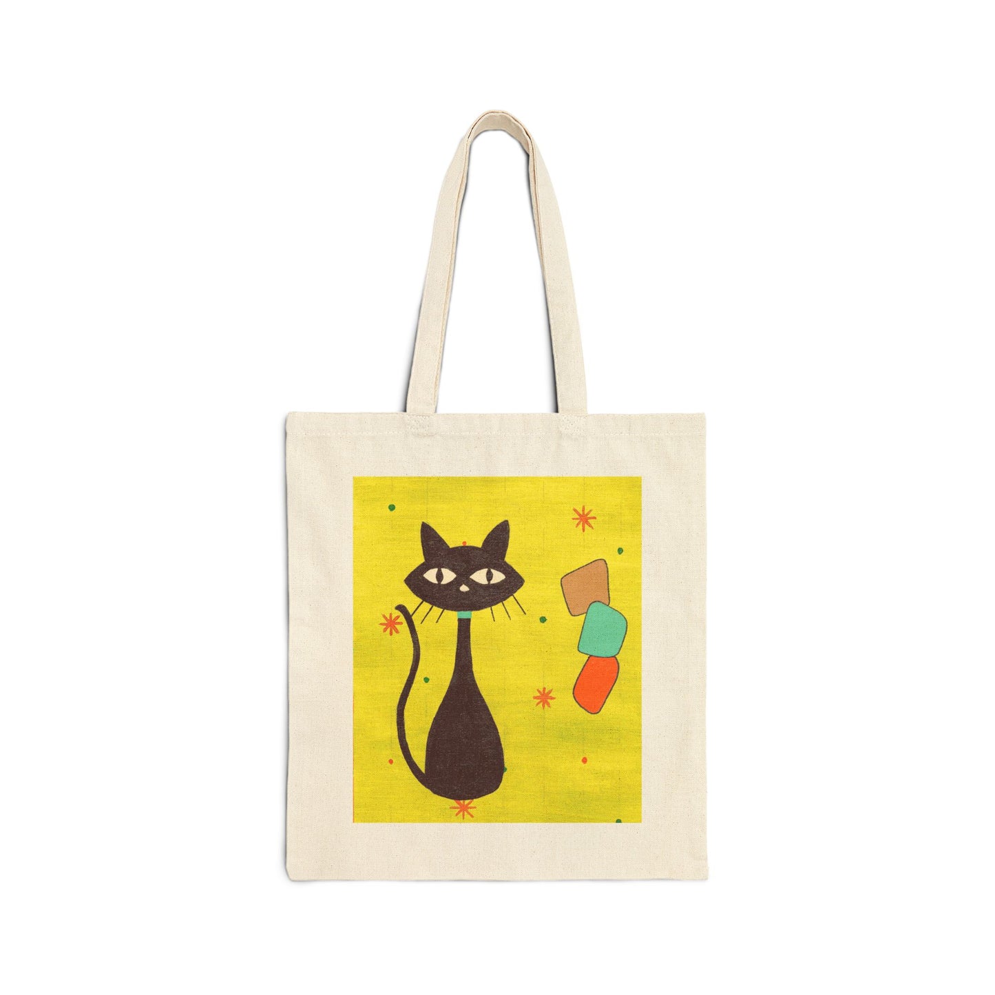 Retro Cat Tote Bag In Yellow