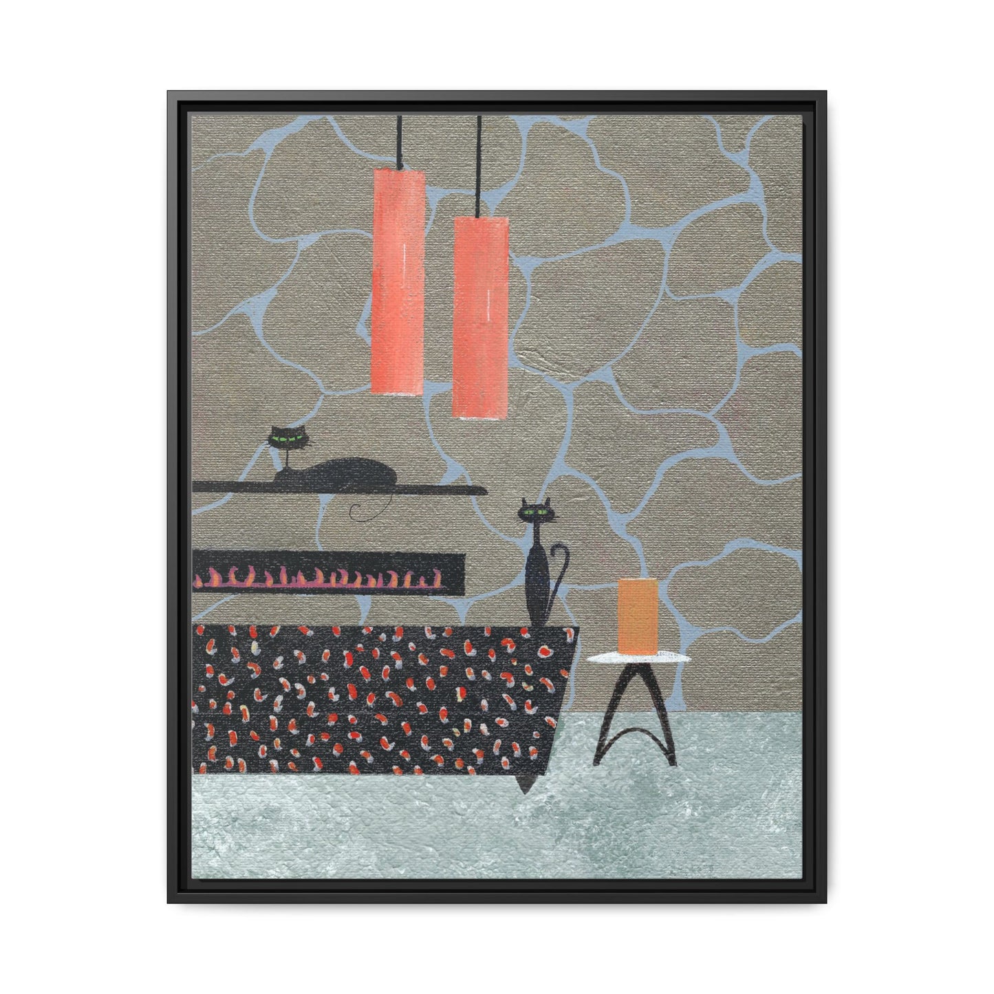 Fireplace Elegance Vintage Inspired Framed Canvas Print