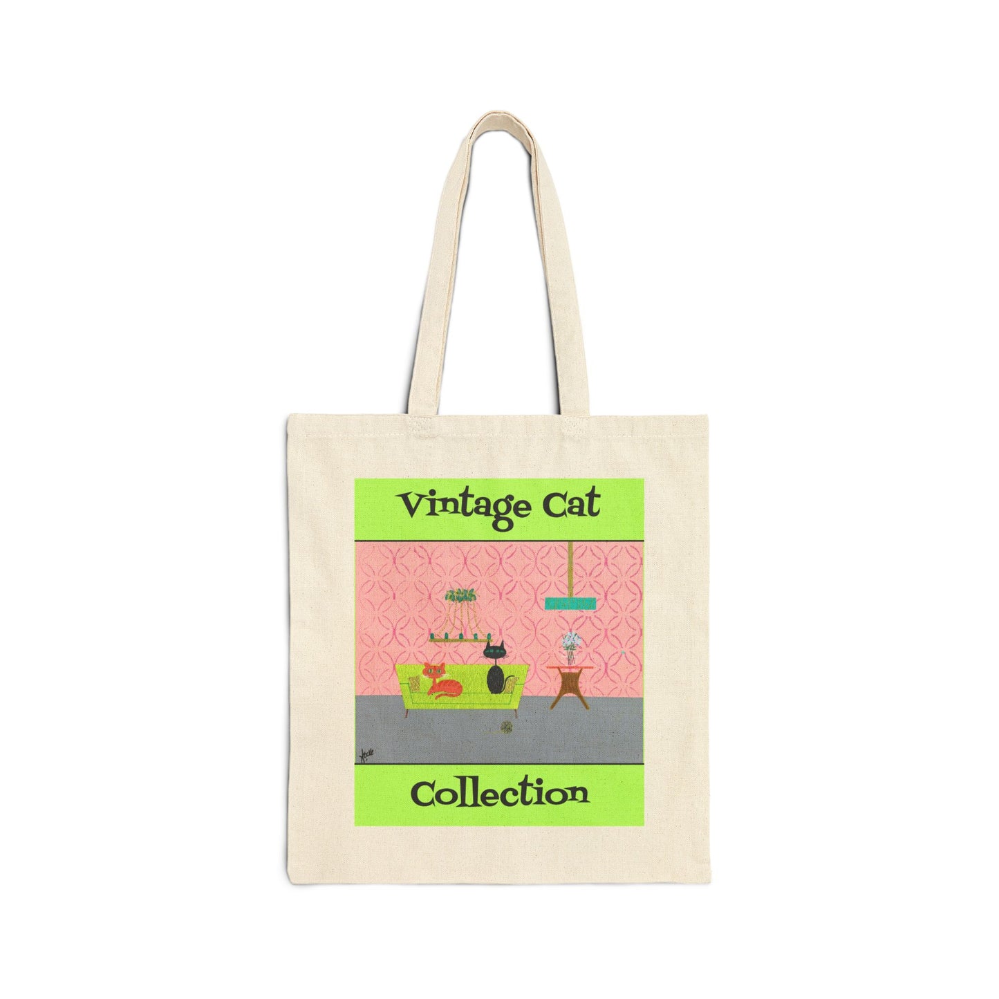 Retro Cat Tote Bag In Yellow