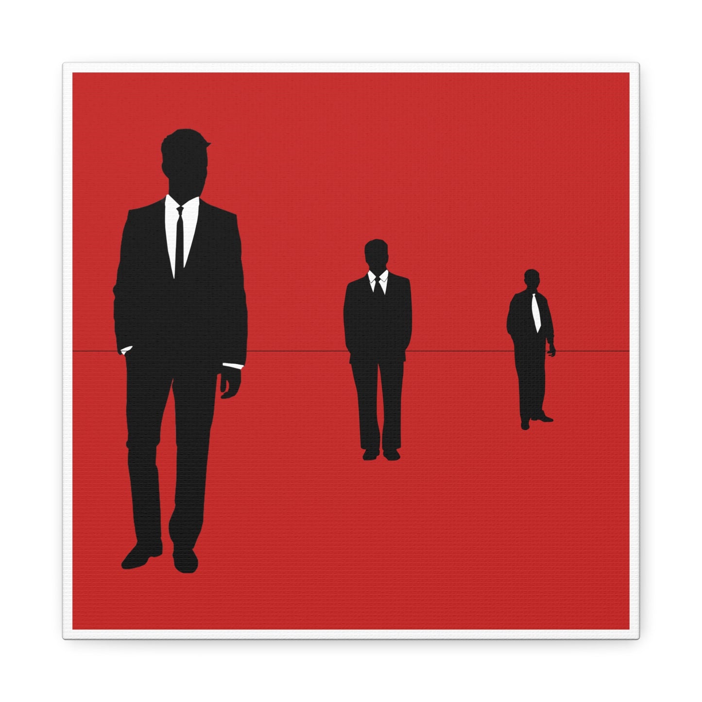 Retro Men 1 Retro Men Standing In Red Background Canvas Art Print