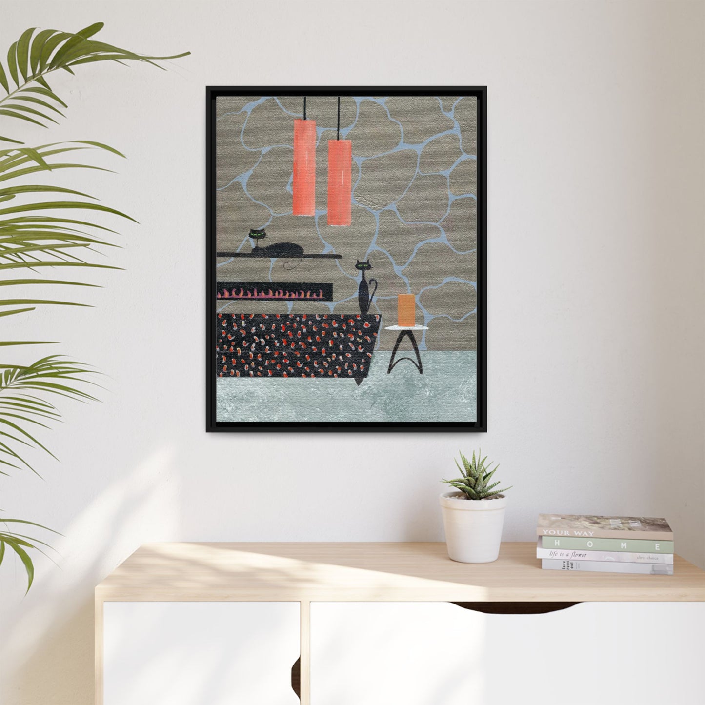 Fireplace Elegance Vintage Inspired Framed Canvas Print