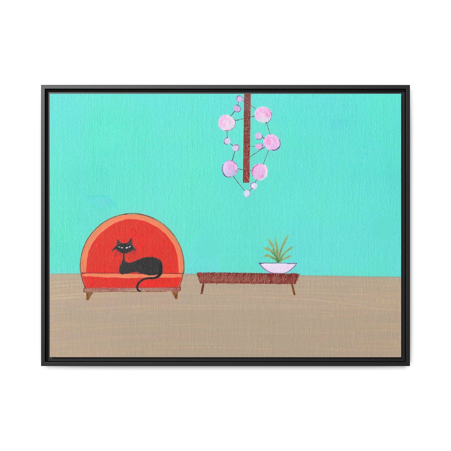 Mod Kitty Vintage Inspired  Framed Canvas Print