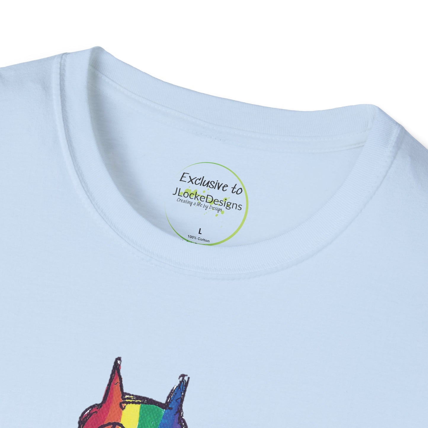 Pride Celebration Feline T‑Shirt – Rainbow Cat Graphic Tee – Mid‑Century Retro Style -JLockeDesgins