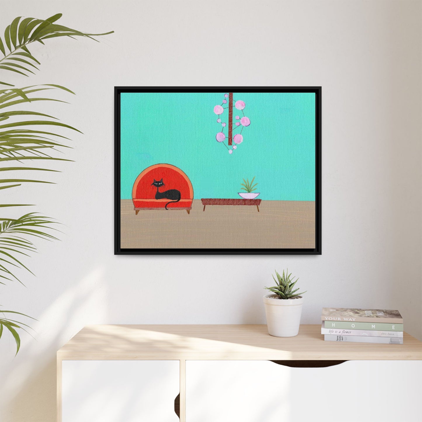 Mod Kitty Vintage Inspired  Framed Canvas Print