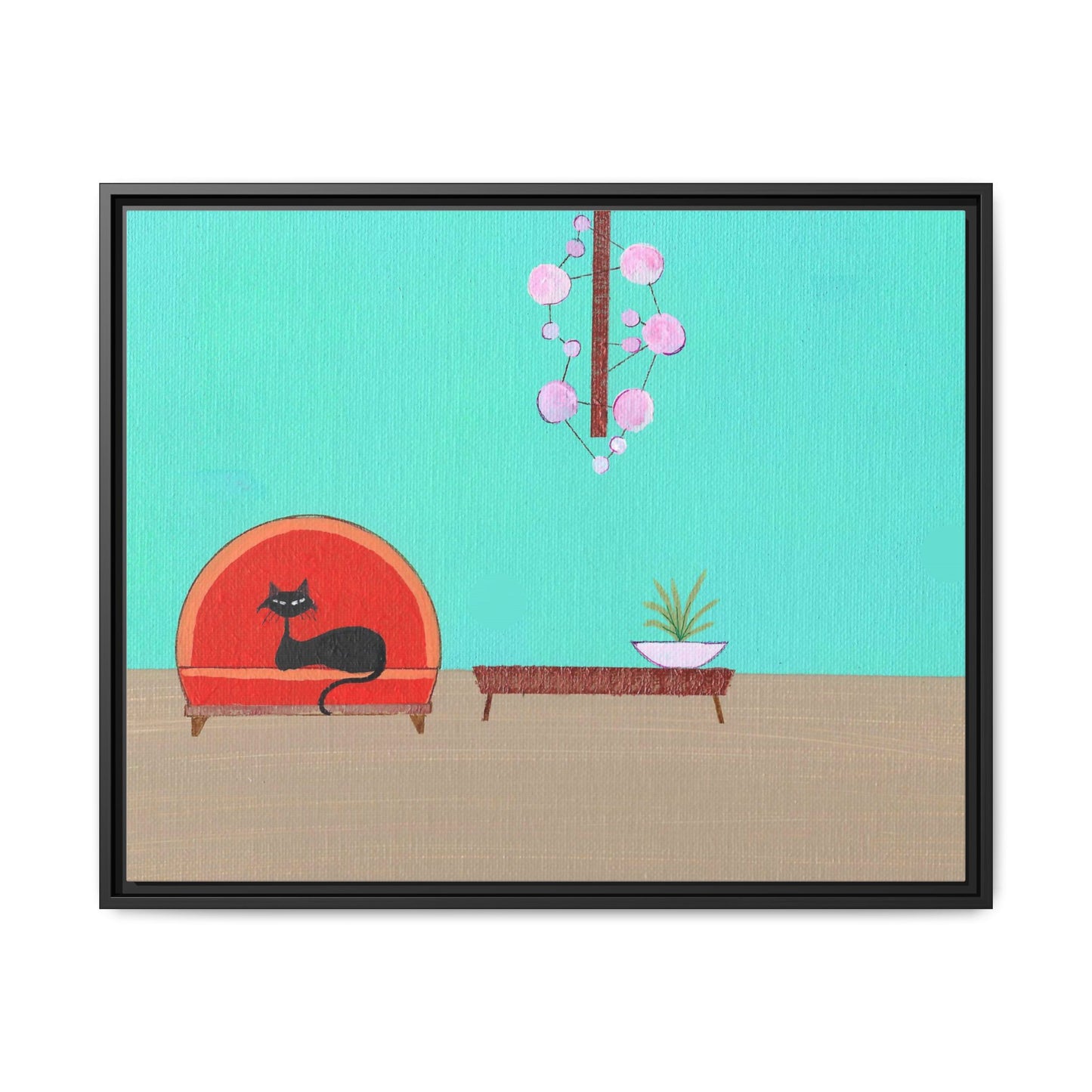 Mod Kitty Vintage Inspired  Framed Canvas Print