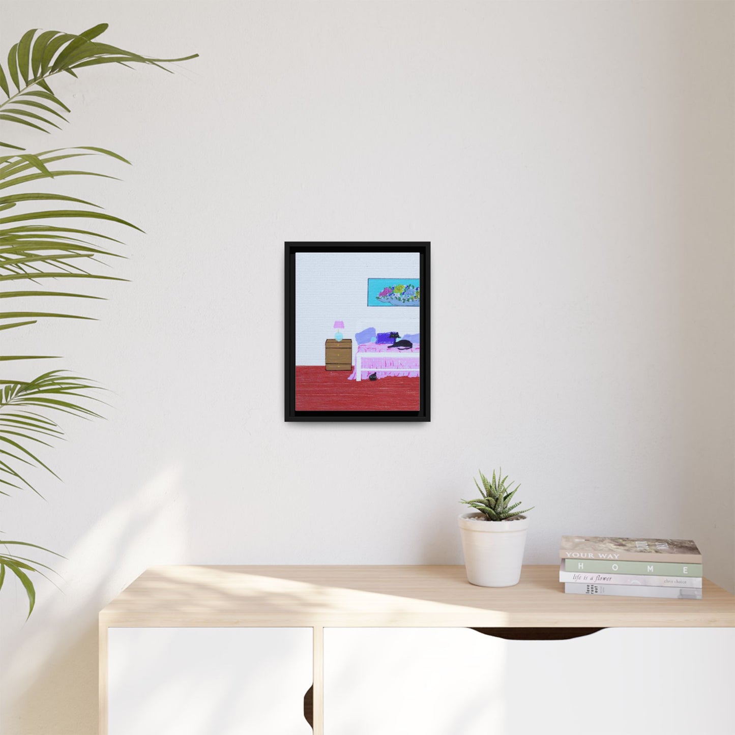 Bedroom Kitties Vintage Inspired Framed Canvas Print