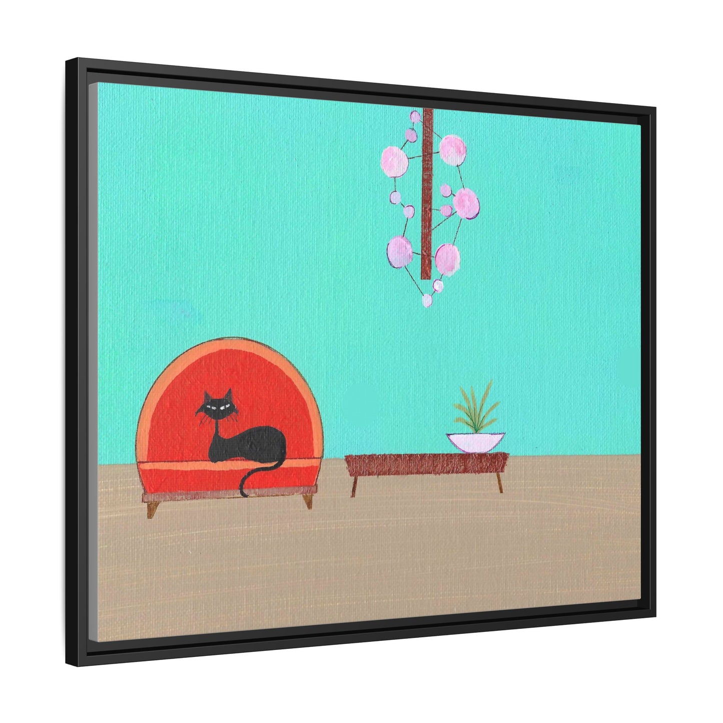 Mod Kitty Vintage Inspired  Framed Canvas Print