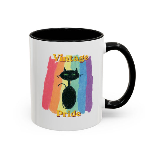 Vintage Pride Black Cat Accent Coffee Mug — 11/15oz — 1970's Vintage Pride — JLockeDesigns