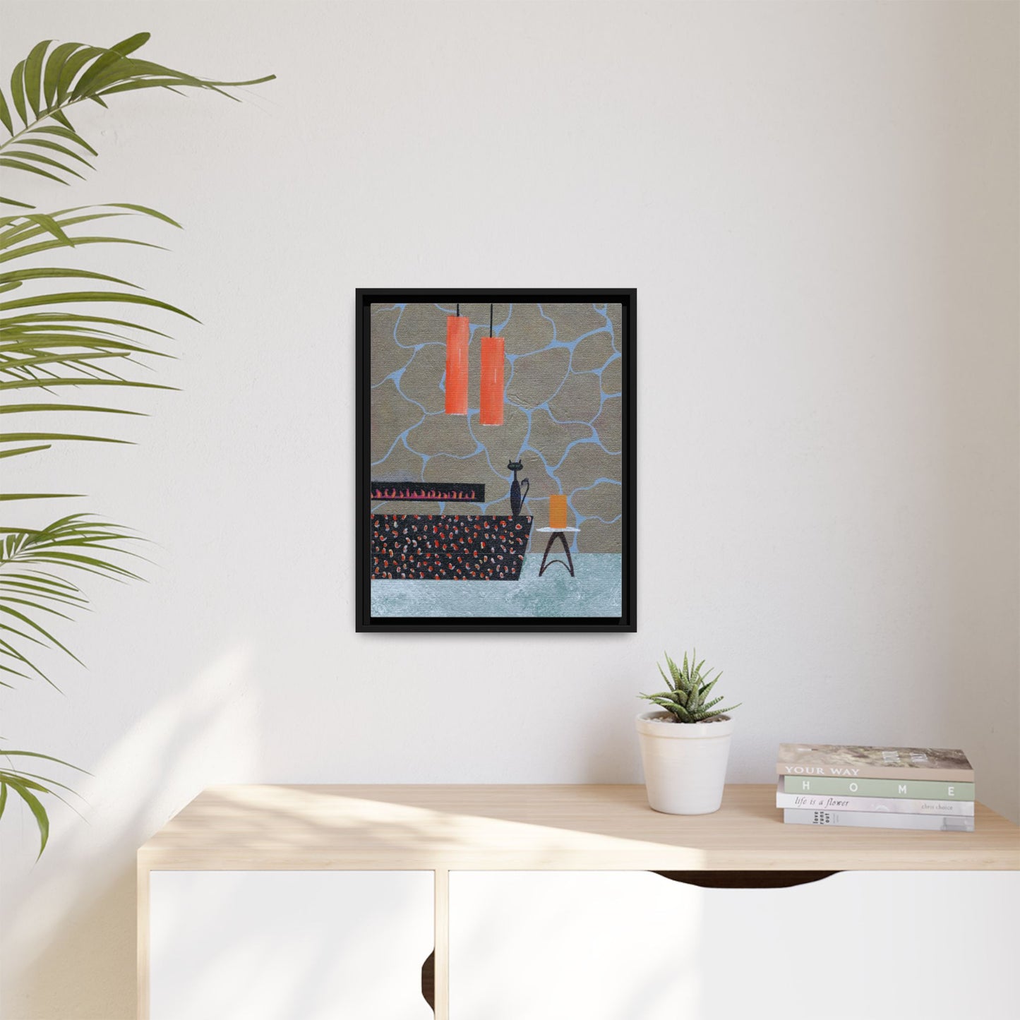 Fireplace Elegance Vintage Inspired Framed Canvas Print