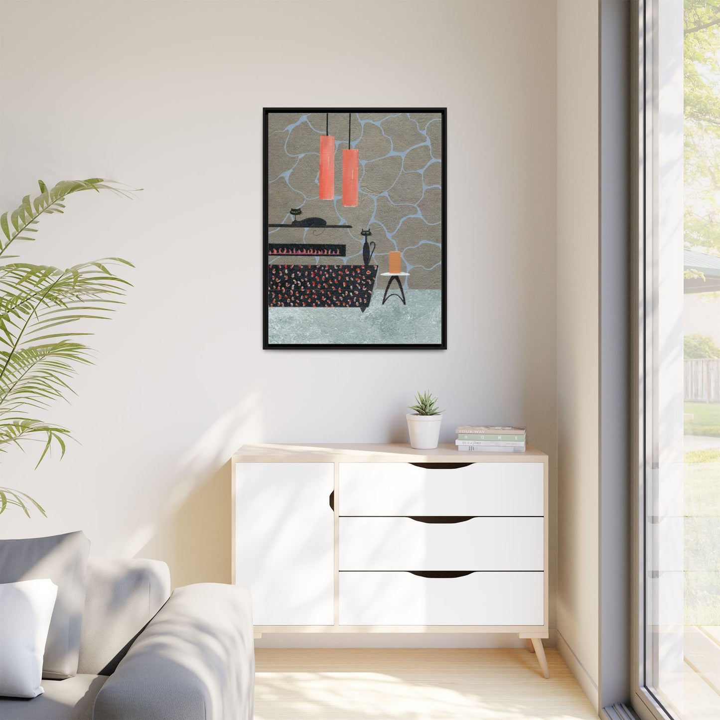 Fireplace Elegance Vintage Inspired Framed Canvas Print