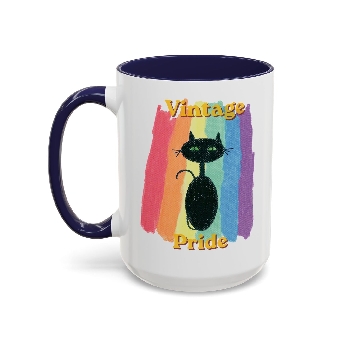 Vintage Pride Black Cat Accent Coffee Mug — 11/15oz — 1970's Vintage Pride — JLockeDesigns