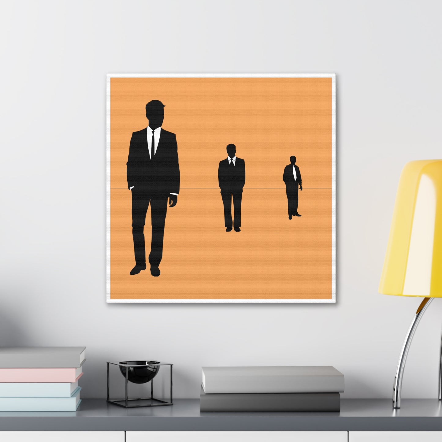 Retro Men 3 Retro Men Standing In Peach Background Canvas Art Print