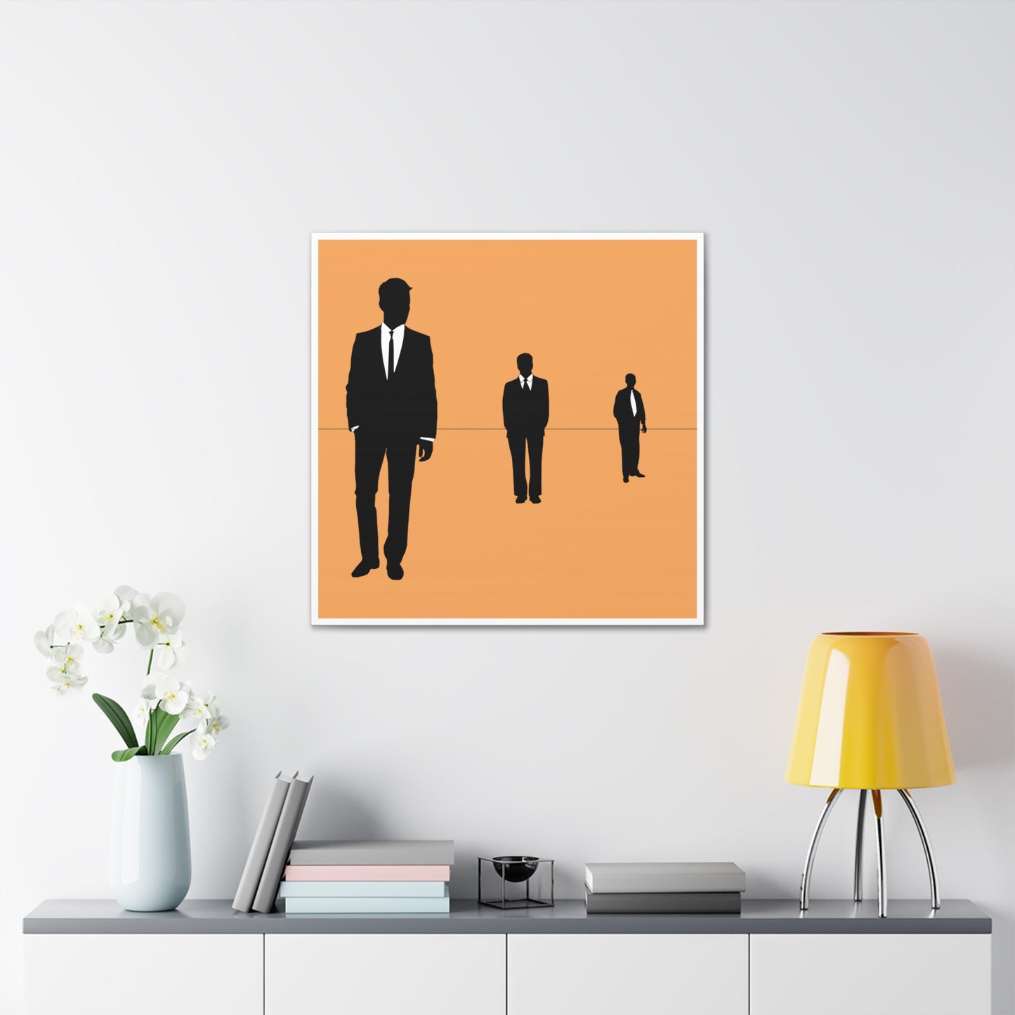 Retro Men 3 Retro Men Standing In Peach Background Canvas Art Print