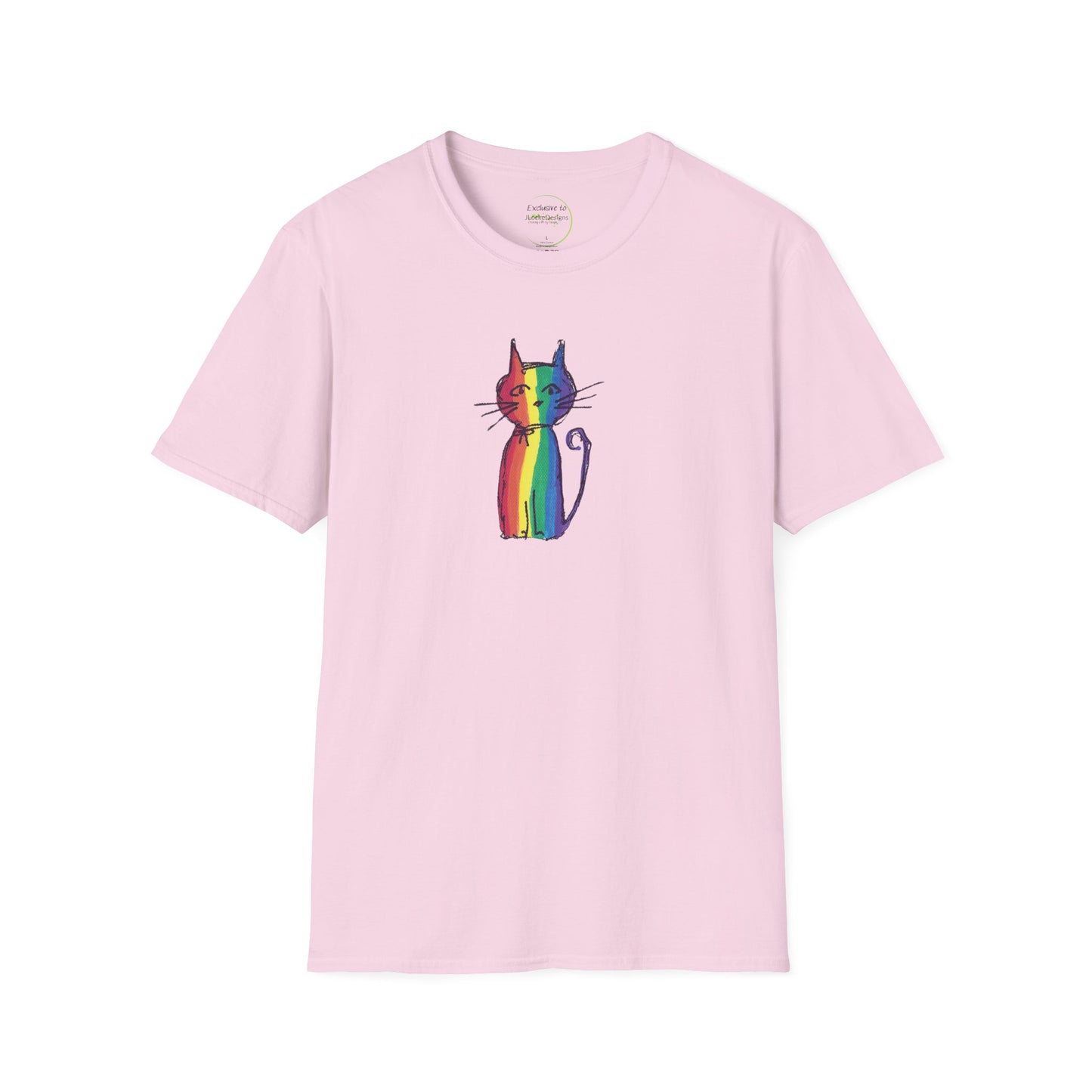 Pride Celebration Feline T‑Shirt – Rainbow Cat Graphic Tee – Mid‑Century Retro Style -JLockeDesgins