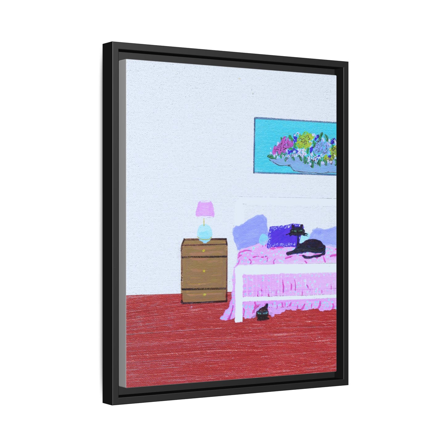 Bedroom Kitties Vintage Inspired Framed Canvas Print
