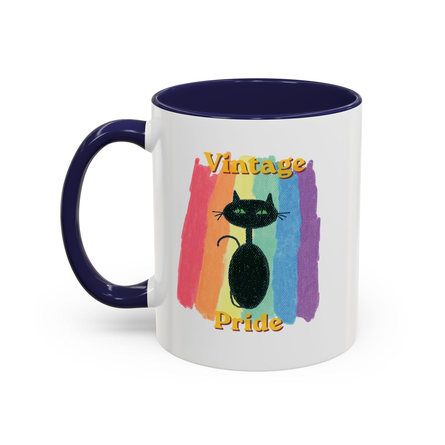 Vintage Pride Black Cat Accent Coffee Mug — 11/15oz — 1970's Vintage Pride — JLockeDesigns